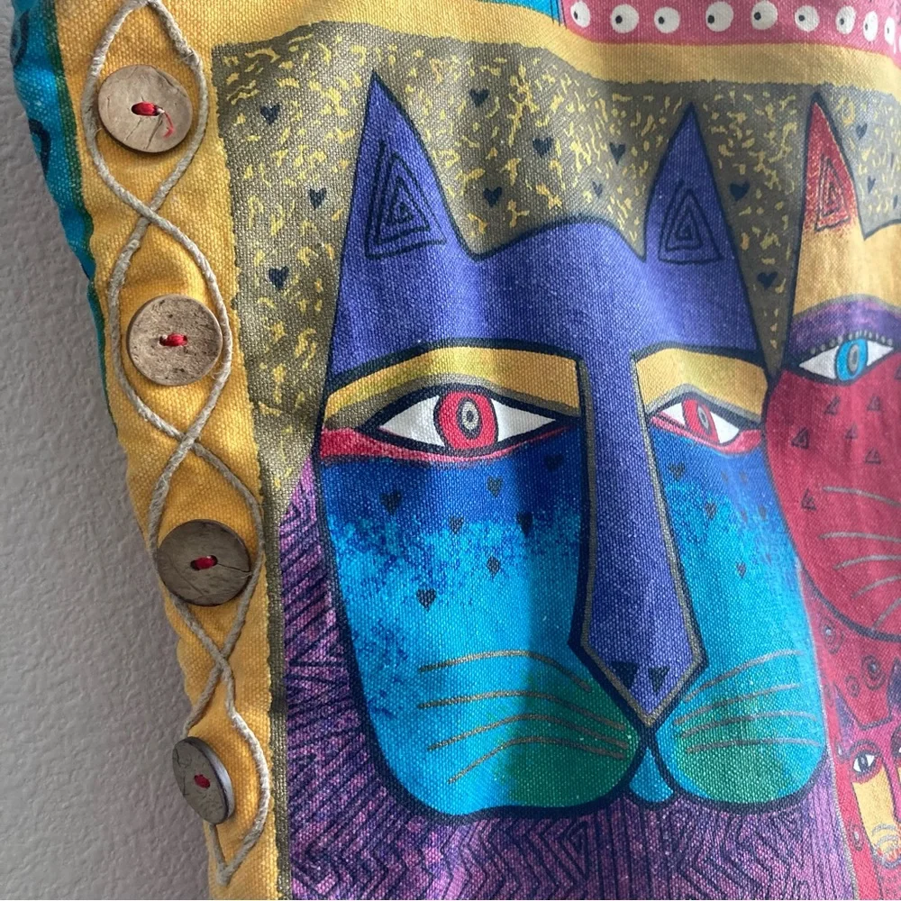 Laurel Burch Colorful Boho Cats Tote Bag Novelty Print Funky Artsy Art Teacher
